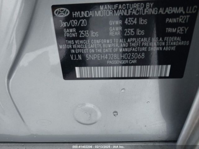 5NPEH4J28LH023068 Hyundai Sonata Limited