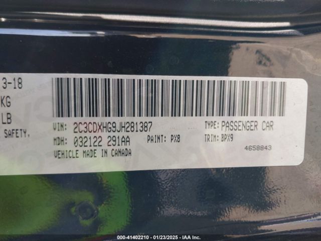 2C3CDXHG9JH281387 Dodge Charger Sxt Plus Rwd