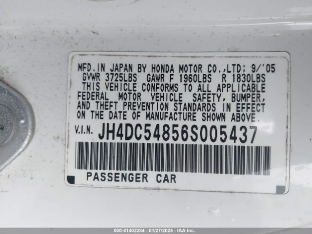2006 ACURA RSX JH4DC54856S005437 Photo 8
