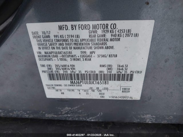 MAJ6P1UL0JC165181 Ford Ecosport Se