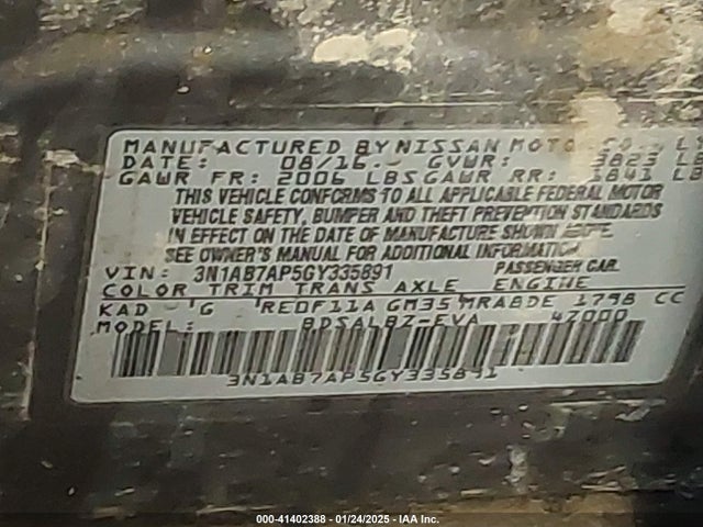 3N1AB7AP5GY335891 Nissan 2016