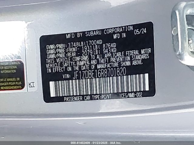 JF1ZDBE16R8701820 Subaru Brz Limited