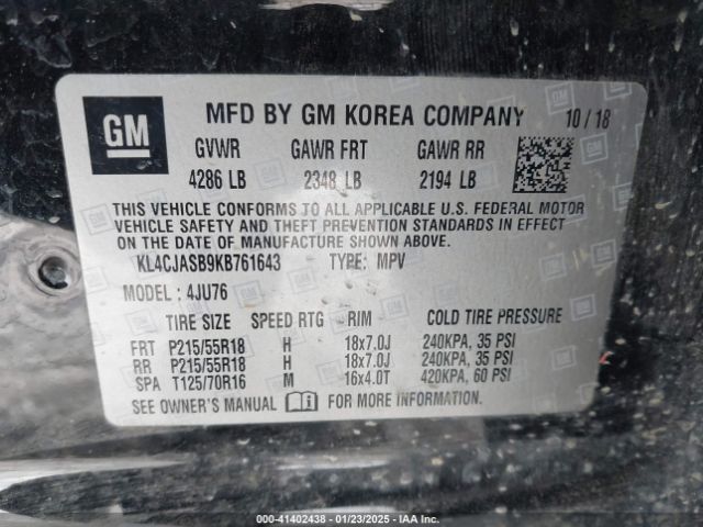 KL4CJASB9KB761643 Buick Encore Fwd Preferred
