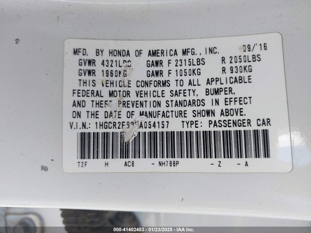 1HGCR2F53HA054157 Honda Accord Sport