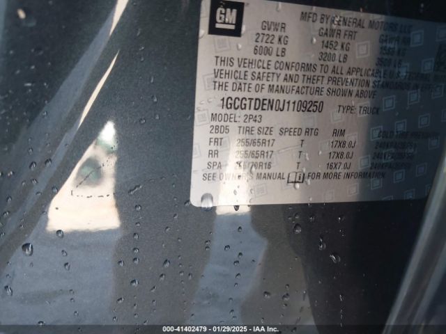 1GCGTDEN0J1109250 Chevrolet Colorado Z71