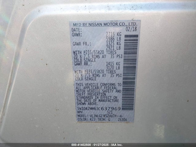 5N1DR2MM6JC637969 Nissan Pathfinder Sl