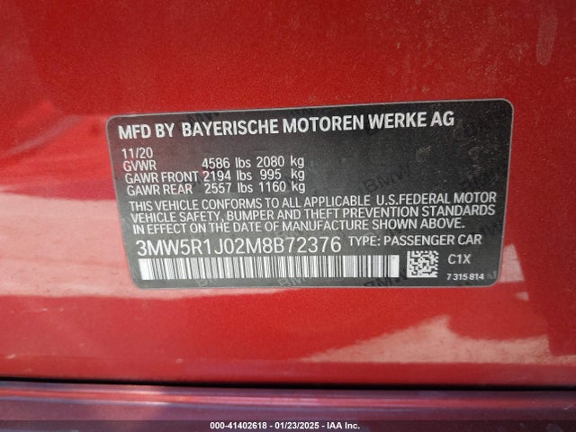 3MW5R1J02M8B72376 BMW 330I