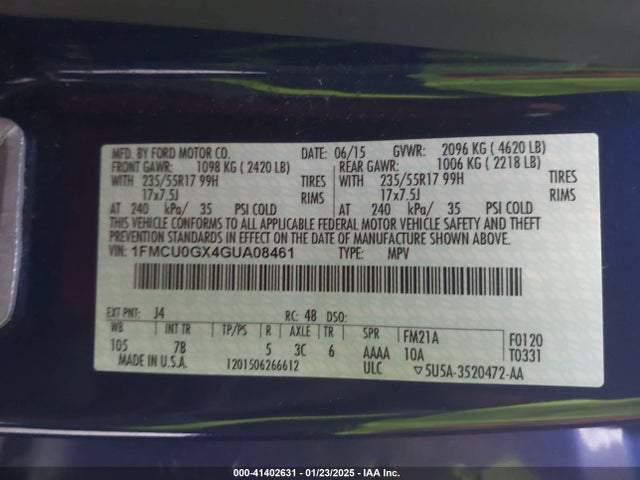 1FMCU0GX4GUA08461 Ford Escape