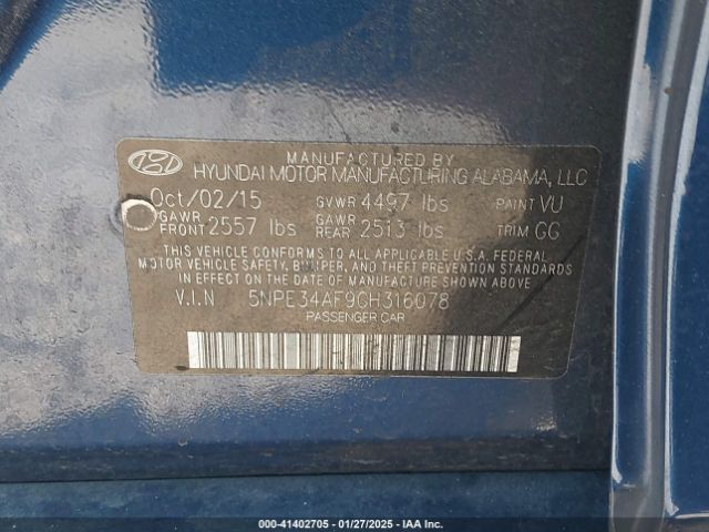 5NPE34AF9GH316078 Hyundai Sonata Sport