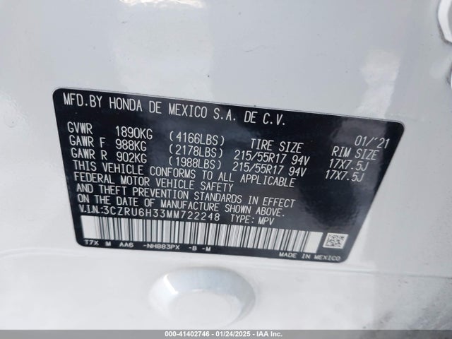 Honda Hr-v Awd Lx 2021 3CZRU6H33MM722248 Image 9