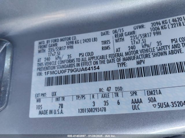 1FMCU0F79GUA64154 Ford Escape