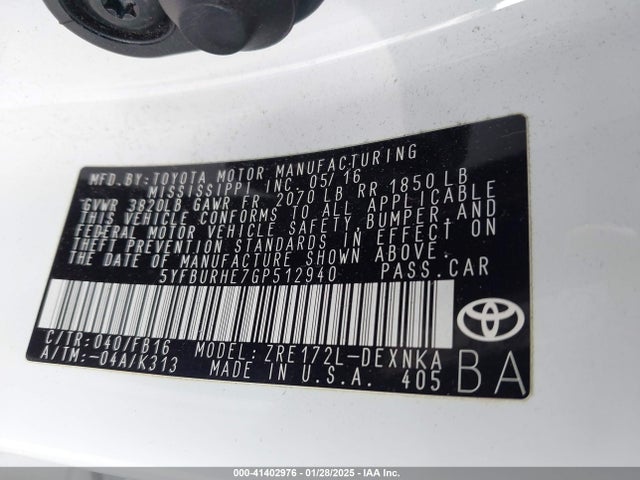 Toyota Corolla Le Plus 2016 5YFBURHE7GP512940 Image 9
