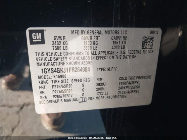 1GYS4GKJ1FR264984 Cadillac Escalade Esv Standard