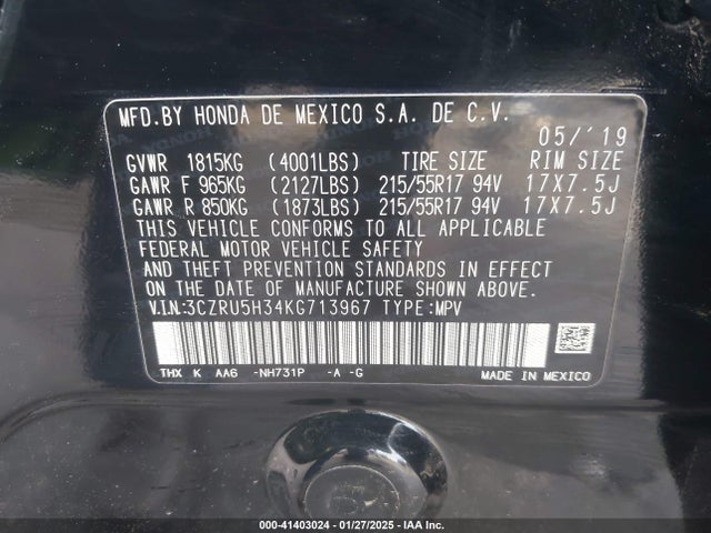 Honda HR-V LX 2019 3CZRU5H34KG713967 Image 9