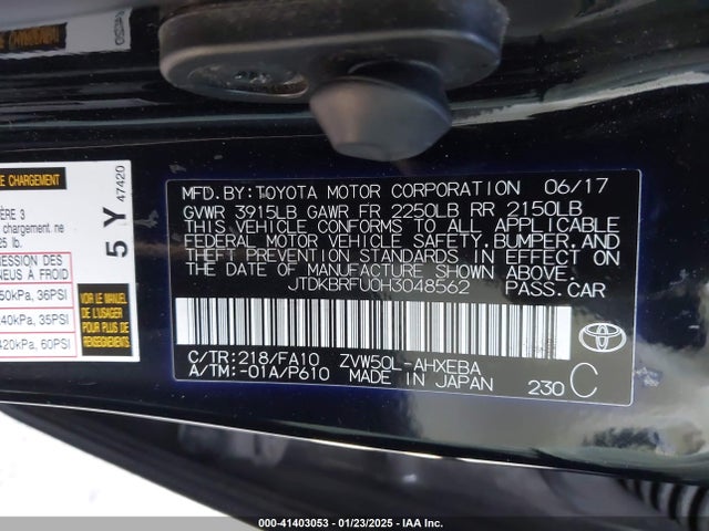 Toyota Prius Two 2017 JTDKBRFU0H3048562 Image 9
