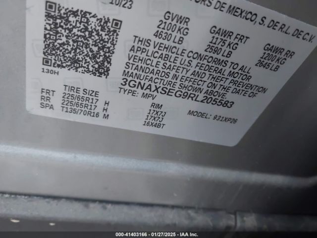 3GNAXSEG9RL205583 Chevrolet Equinox Awd Ls