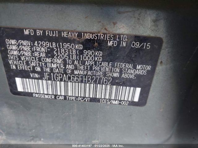 JF1GPAC66FH327762 Subaru Impreza 2.0i Premium