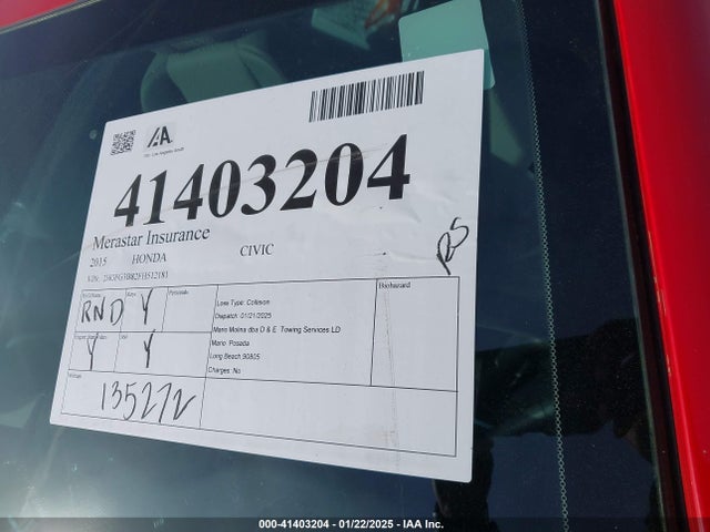 Honda CIVIC EX 2015 2HGFG3B82FH512181 Image 17