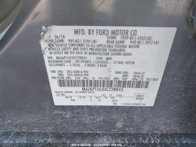MAJ6P1UL0JC228845 Ford Ecosport Se