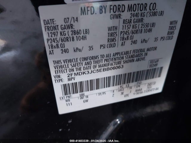 Ford EDGE SEL 2014 2FMDK3JC5EBB06063 Image 9