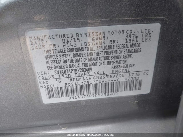Nissan SENTRA SR 2019 3N1AB7AP7KY293409 Image 9