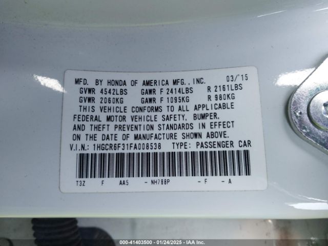 1HGCR6F31FA008538 Honda ACCORD HYBRID