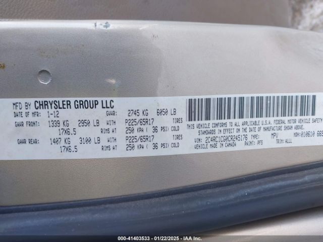 2012 CHRYSLER TOWN & COUNTRY 2C4RC1CG0CR245176 Photo 8