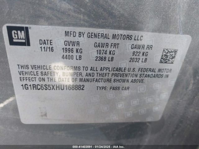 1G1RC6S5XHU168882 Chevrolet VOLT LT