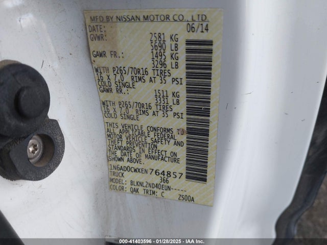 1N6AD0CWXEN764857 Nissan Frontier Pro-4x/sv