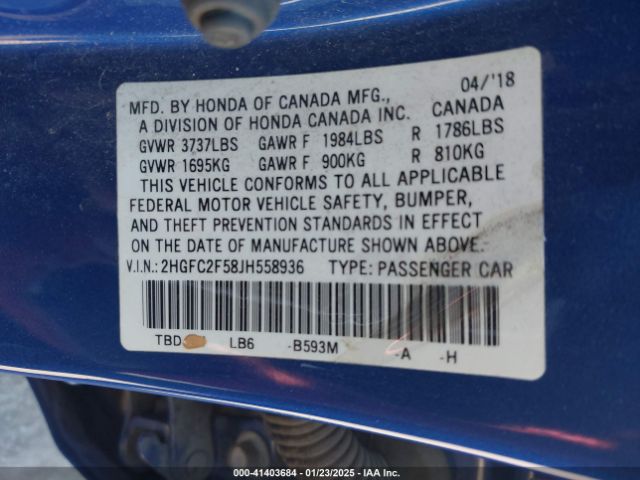 2HGFC2F58JH558936 Honda Civic Lx