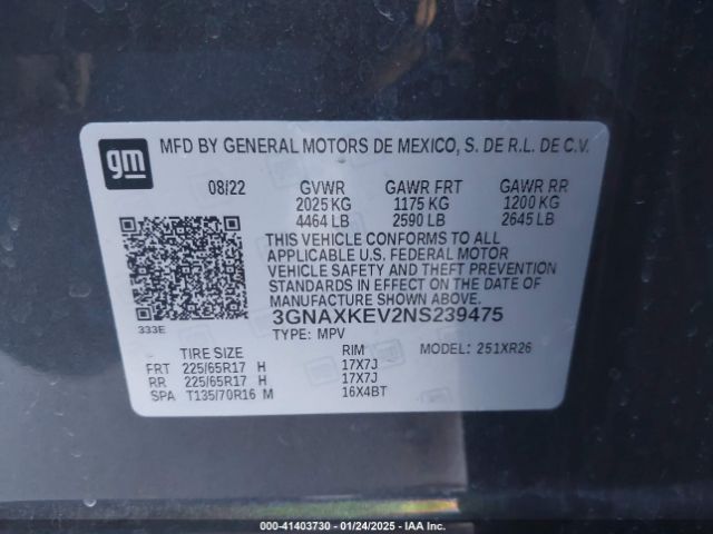 2022 CHEVROLET EQUINOX 3GNAXKEV2NS239475 Photo 8