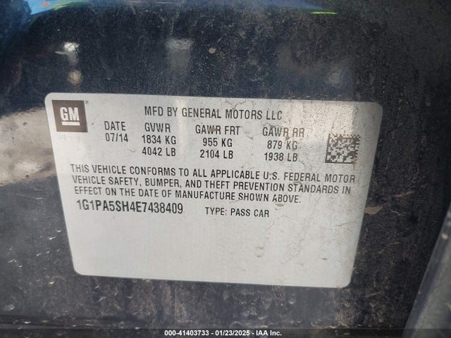 1G1PA5SH4E7438409 Chevrolet Cruze Ls Auto
