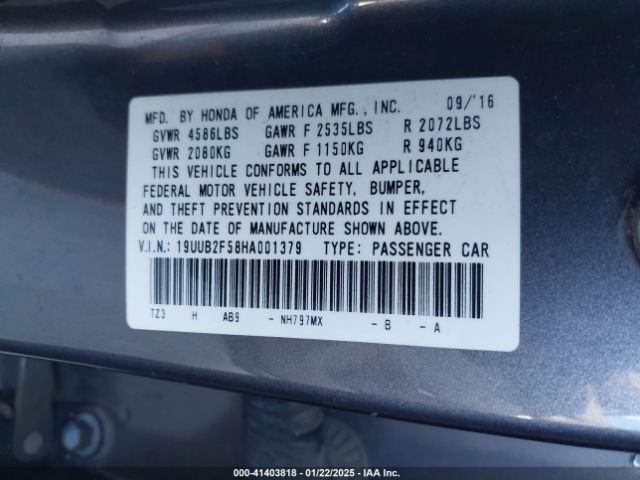 2017 ACURA TLX 19UUB2F58HA001379 Photo 8