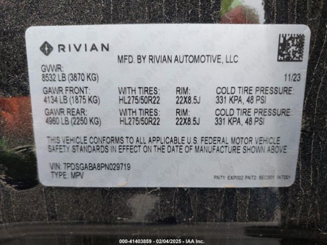 2023 RIVIAN R1S 7PDSGABA8PN029719 Photo 8