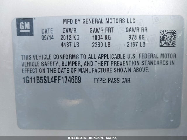 Chevrolet MALIBU LS 2015 1G11B5SL4FF174669 Image 9