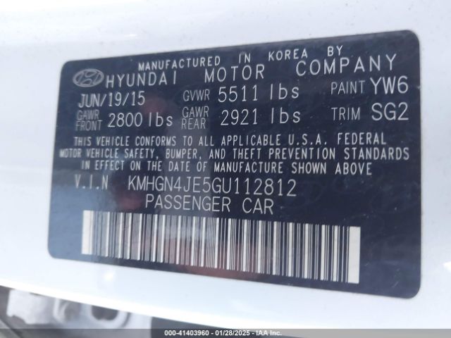 KMHGN4JE5GU112812 Hyundai Genesis 3.8