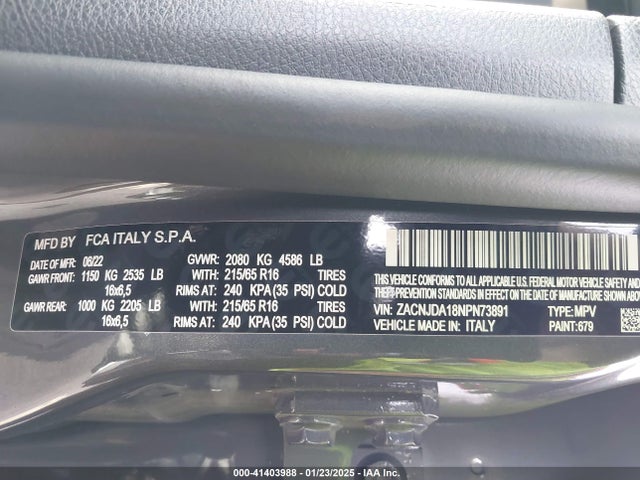 ZACNJDA18NPN73891 Jeep Renegade Sport 4x4