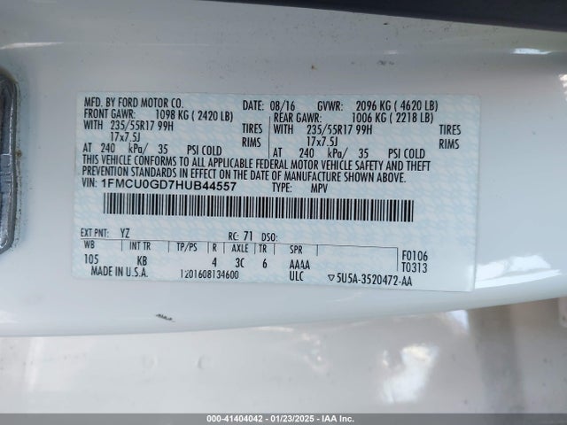 Ford ESCAPE SE 2017 1FMCU0GD7HUB44557 Image 9