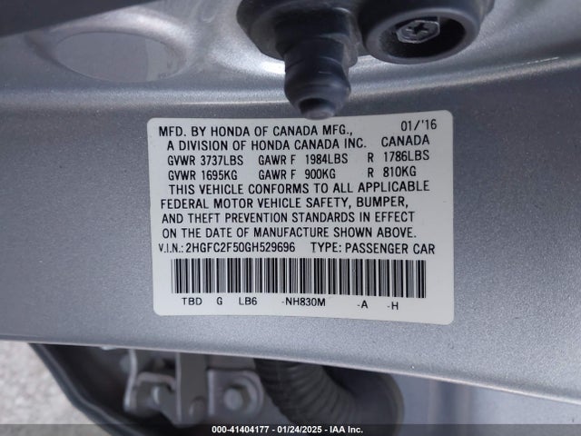 Honda Civic Lx 2016 2HGFC2F50GH529696 Image 9