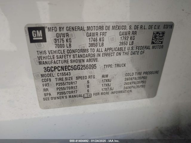3GCPCNEC5GG256095 Chevrolet Silverado 1500 Wt