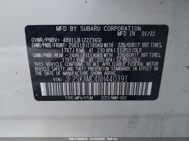 JF2SKAMC4NH440391 Subaru Forester Wilderness