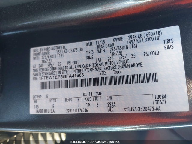 Ford F-150 Xlt 2016 1FTEW1EP5GFA41666 Image 9