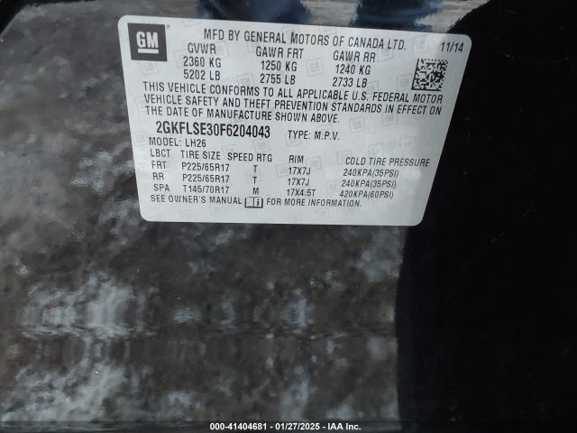 2GKFLSE30F6204043 GMC lfx - sidi, vvt, e85 max, alum