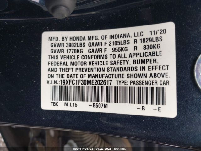 19XFC1F30ME202617 Honda CIVIC EX
