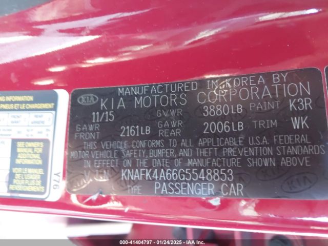 KNAFK4A66G5548853 KIA FORTE LX