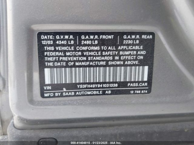 2004 SAAB 9-3 YS3FH49Y941031338 Photo 8