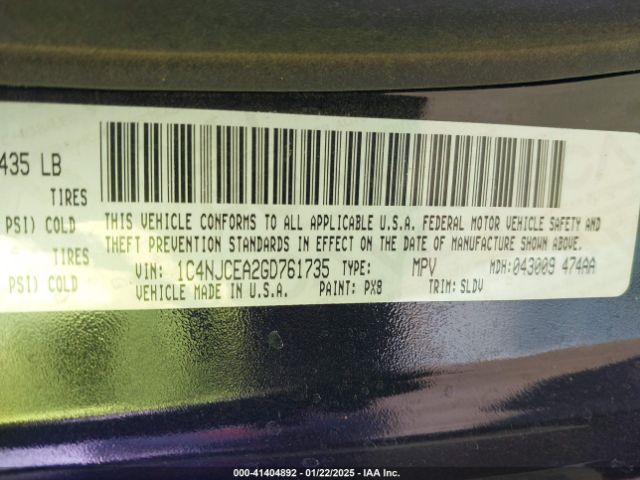 1C4NJCEA2GD761735 Jeep Compass High Altitude Edition