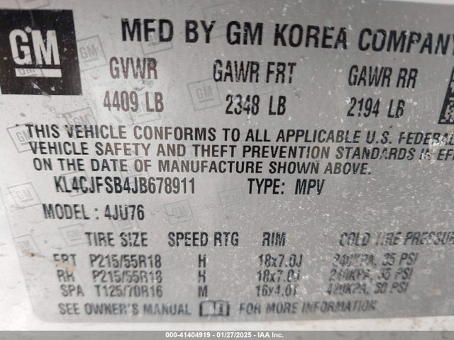 KL4CJFSB4JB678911 Buick Encore Preferred Ii