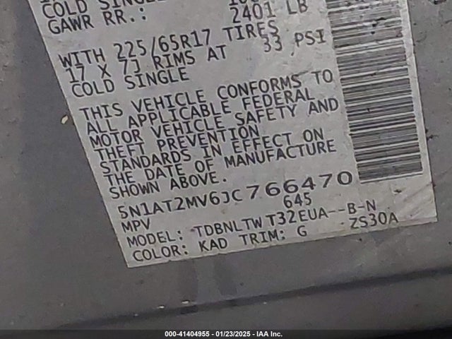 Nissan ROGUE SV 2018 5N1AT2MV6JC766470 Image 9