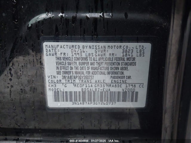 Nissan SENTRA S 2016 3N1AB7AP3GY260737 Image 9